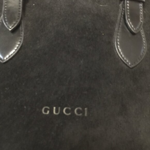 GUCCI STYLE BLACK SUEDE BUCKETBAG - Picture 2 of 4